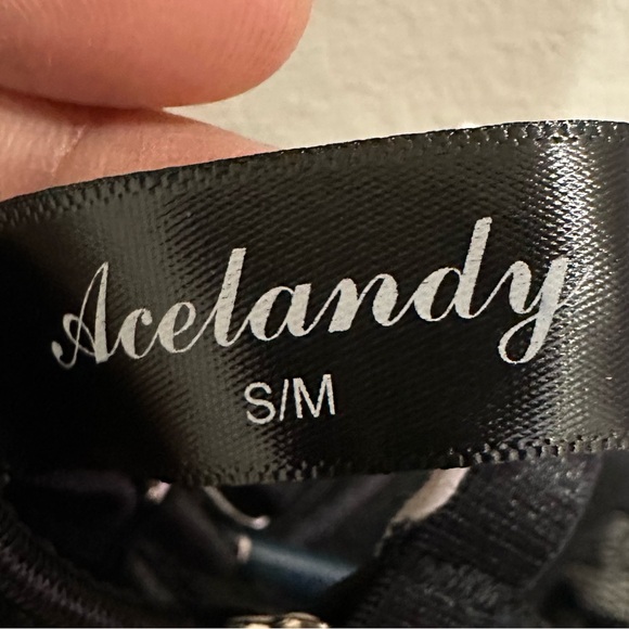 Acelandy Black Lace Corset Lingerie Top W/ Garter Size S/M NWT - Picture 6 of 13